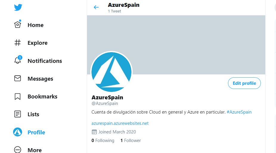 Portada de Twitter de la cuenta AzureSpain