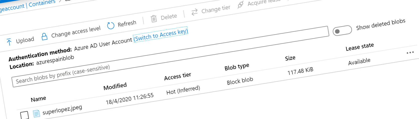 Portada del artículo. Authentication method for Blob Containers