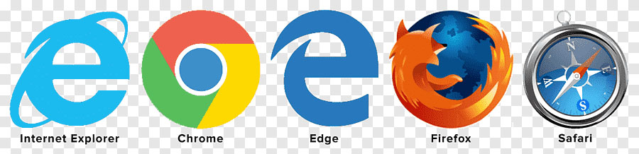 Bara de iconos de navegadores: Edge, Chrome, IE, Firefox y Safari